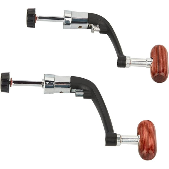 2 Pcs Fishing Reel Handle Replacement Spinning Power Handle Metal Rocker Arm Grip Accessory with Non-Slip Wooden Handle for Fishing Reel Nonslip Grip