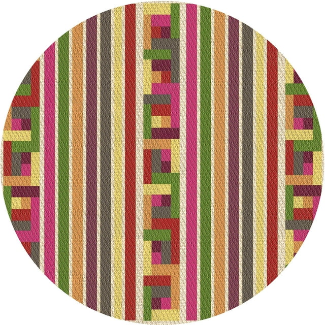 Ahgly Company Tapis Rond Lavable en Machine Intérieur Transitionnel Or Métallique, 6 Pieds Rond