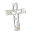 thumbnail image 2 of Cruz de madera tallada sagrada con corazones huecos entrelazados Cruz de mesa para sobremesa Grande Blanco, 2 of 9