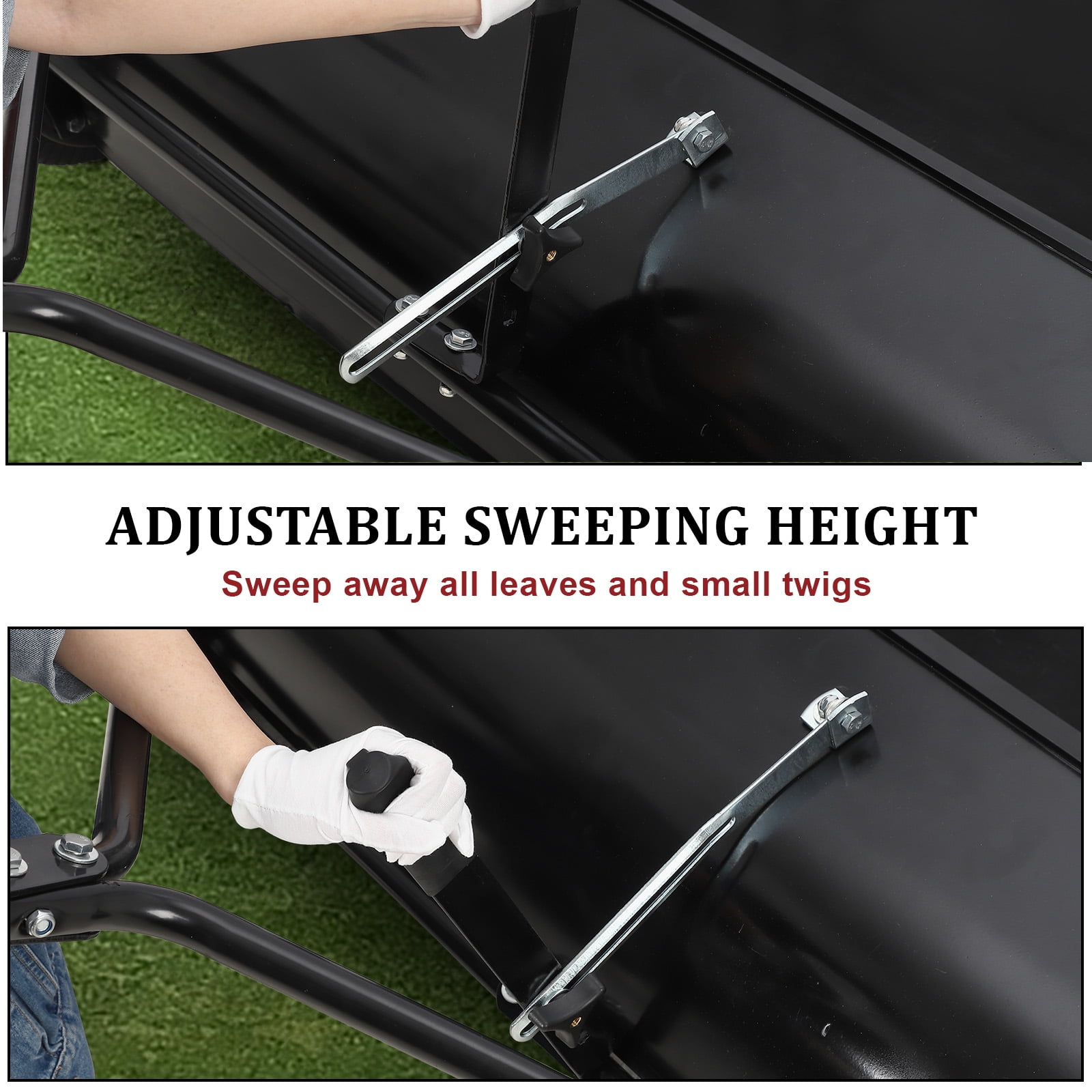 42" Pull Behind Lawn Sweeper, Large Capacity Grass Collector with Adjustable Sweeping Height and Dumping Rope Design for Picking Up Grass and Debris