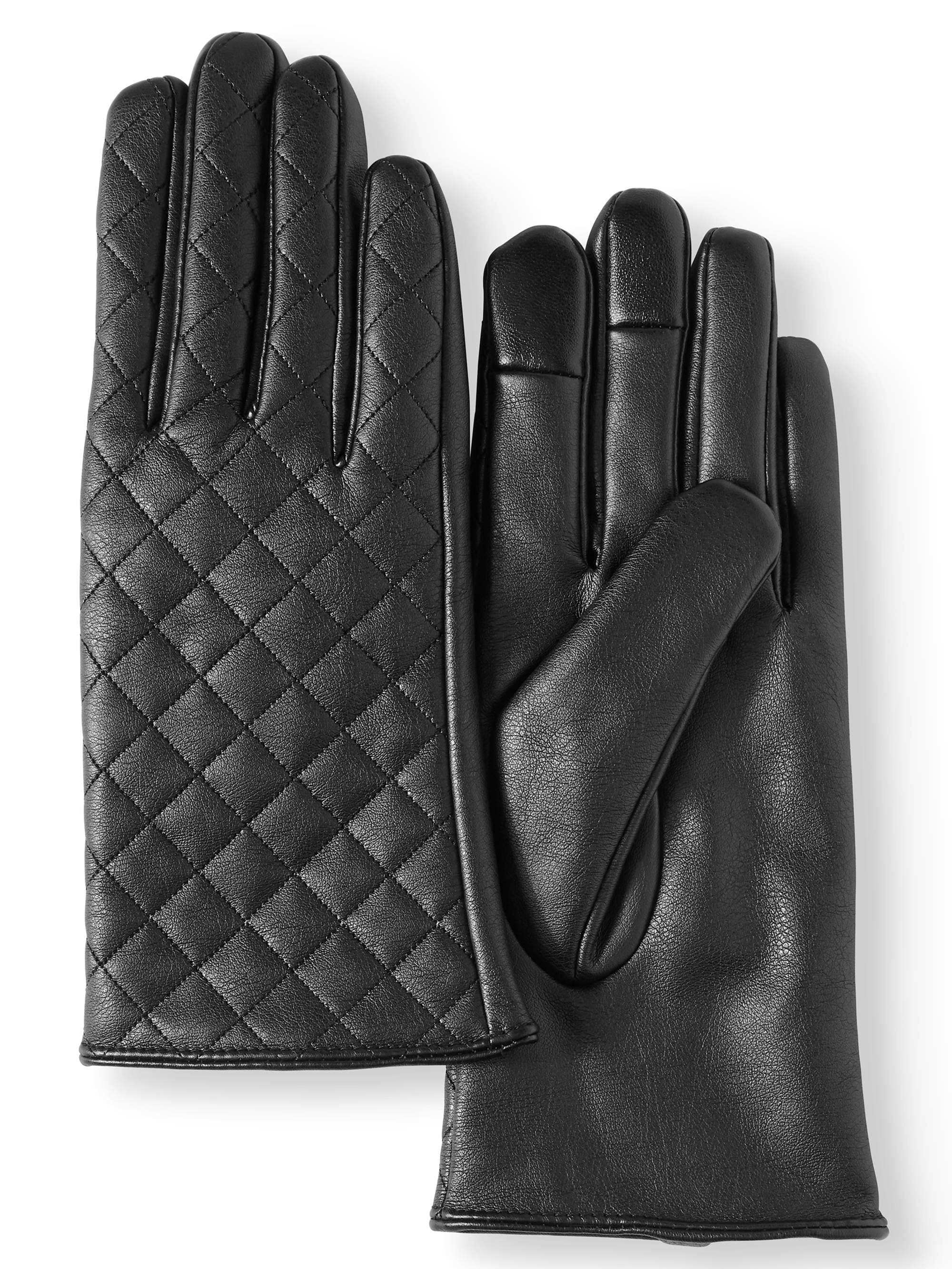 Women's P.U. Leather Quilted Glove with Touch Finger