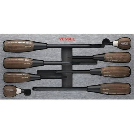UPC: 0840921123156 | Vessel VST-3308EVA Wood Compo Non-Slip Tang Thru Screwdriver Set  8 Piece
