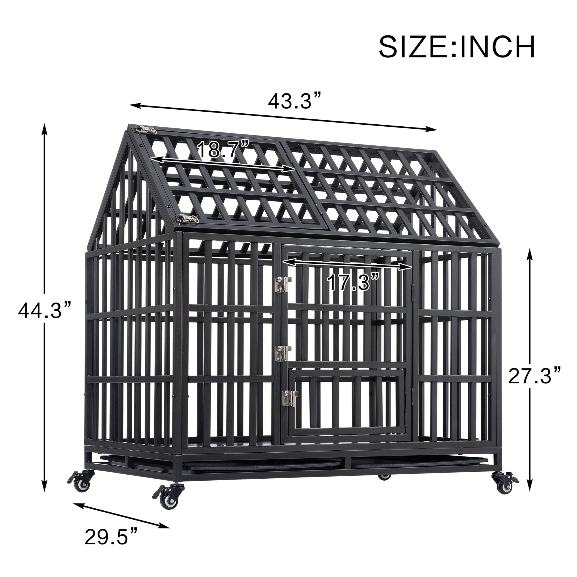 Pefilos 48" Heavy Duty Dog Cage Metal Kennel and Crate for Medium and Large Dogs, Pet Playpen with Four Wheels, Black Pefilos 48" Heavy Duty Dog Cage Metal Kennel and Crate for Medium and Large Dogs, Pet Playpen with Four Wheels, Black