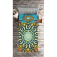 thumbnail image 2 of Ambesonne Oriental Quilted Coverlet 2 Pcs, Mandala Floral, Twin Size, Orange and Blue, 2 of 2
