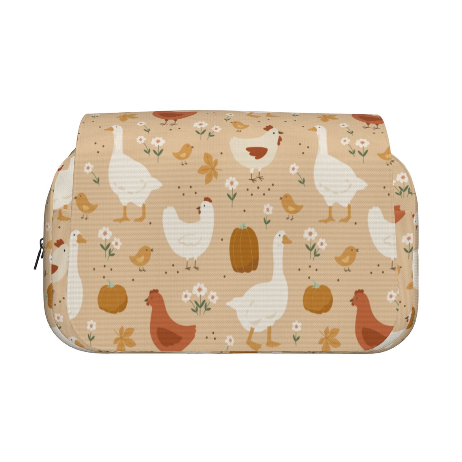 Rateoe Autumn and Thanksgiving Pattern Double Clamshell Pen Case, Storage Organizer with Two Zipper Compartments– Holds Up to 50 Pencils & Pens