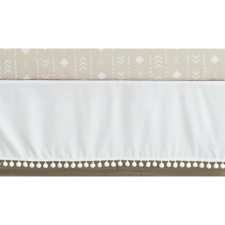 UPC: 0846480086338 | Boho Llama White Pom Pom Dust Ruffle Crib Skirt by Sweet Jojo Designs