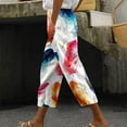 thumbnail image 2 of Women's Capris with Pockets Loose Straight Leg Pants Casual High Waist Trousers Fashion Lightweight Summer Cropped Pants, 2 of 5