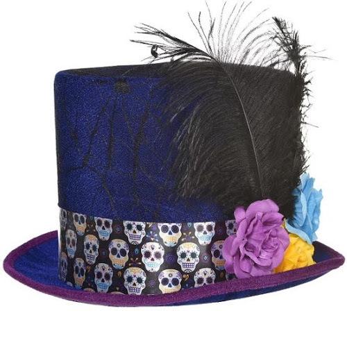 Neon Day of the Dead Tall Top Hat 