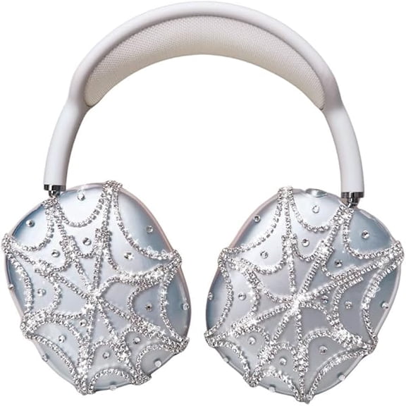 wonima88 Rhinestones Spider Web AirPods Max Cover Glittering Headphones Case for Airpods Max Cute Airpod Pro Max Ear Covers Protective Accessories