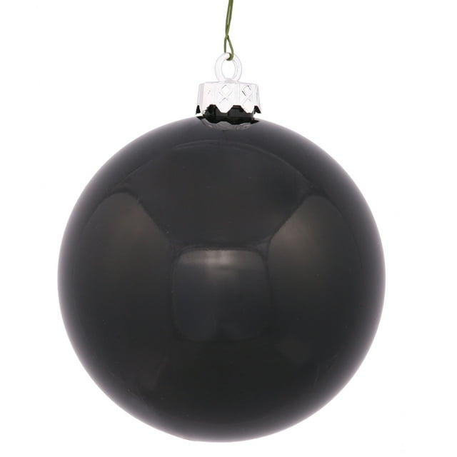 Vickerman Shiny Jet Black Shatterproof Christmas Ball Ornament 4" (100mm)