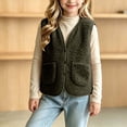 thumbnail image 3 of LIaqionyy Girls Fleece Vest V Neck Sleeveless Outerwear Kids Casual Lightweight Button down Sherpa Waistcoat with Pocket, 3 of 8