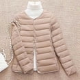 thumbnail image 2 of AGWOLF Plus Size Puffer Jacket Womens Lightweight Button Down Coats Long Sleeve Packable Coat Fall Winter Travel Outwear, 2 of 5