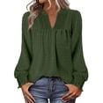 thumbnail image 4 of Women Boho Long Sleeve Shirts Dressy Casual V-Neck Fall Fashion Tops Dot Flowy Blouses, 4 of 7