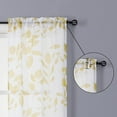 thumbnail image 2 of Short Kitchen Curtains 2 Tiers Sheer Window Curtains Elegant Leaf Floral Printed Rod Pocket Faux Linen Texured Curtains Cafe Curtains 26"*45" yellow, 2 of 7
