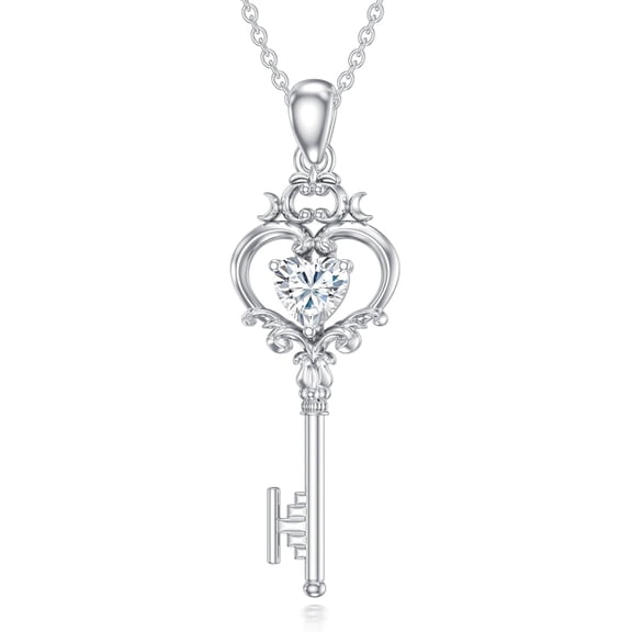 DVEATR Key Pendant Necklace with Birthstone Key Necklace Gift for Women