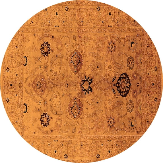Ahgly Company Indoor Round Oriental Orange Industrial Area Rugs, 7' Round