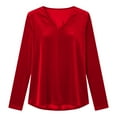 thumbnail image 6 of cocolona Velvet Tops for Women V Neck Long Sleeve T-shirts Dressy Casual Blouses Fall Fashion Loose Solid Color Shirts, 6 of 7