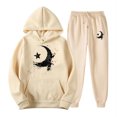 thumbnail image 2 of Feancey Womens Hoodie Tracksuit Pant Set Oversized Casual Sweatsuits for Women Valentines Day Heart Print Hooded Sweatshirts and Jogger Pants 2 Piece Sets Beige XXL, 2 of 6