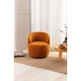 thumbnail image 3 of Swivel Teddy Accent Chair Armchair, Round Barrel Chair with Black Powder Coating Metal Base,360 Degree Swivel Chair for Living Room Bedroom, Caramel, 3 of 9