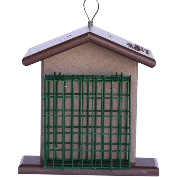 Amish-Made Double Suet Bird Feeder, Eco-Friendly Poly Lumber Tudor Brown/Weathered Wood