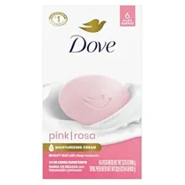 Dove Beauty Bar Soap Pink Rosa 6 Count for Soft, Smooth Skin, Cleans & Moisturizes 3.75 oz