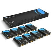 OREI Ultra HD 1x8 HDMI Extender Splitter Over CAT6/7 Upto 115 Ft Support 4K, Loop-Out, IR Remote, EDID (UHD18-EX115-K)