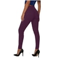 thumbnail image 3 of hlysgo Womens Jeggings Pants High Elastic Waist Casual Stretch Pant Fashion Business Officewear Trousers with Pockets Purple,XL, 3 of 6