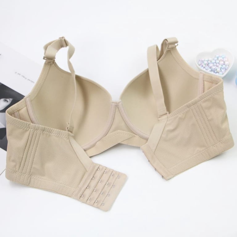 Amidoa Large Bust Womens Bras Push-Up Underwire Beige Seamless Solid Bra Lingerie for Women 85E, Women's