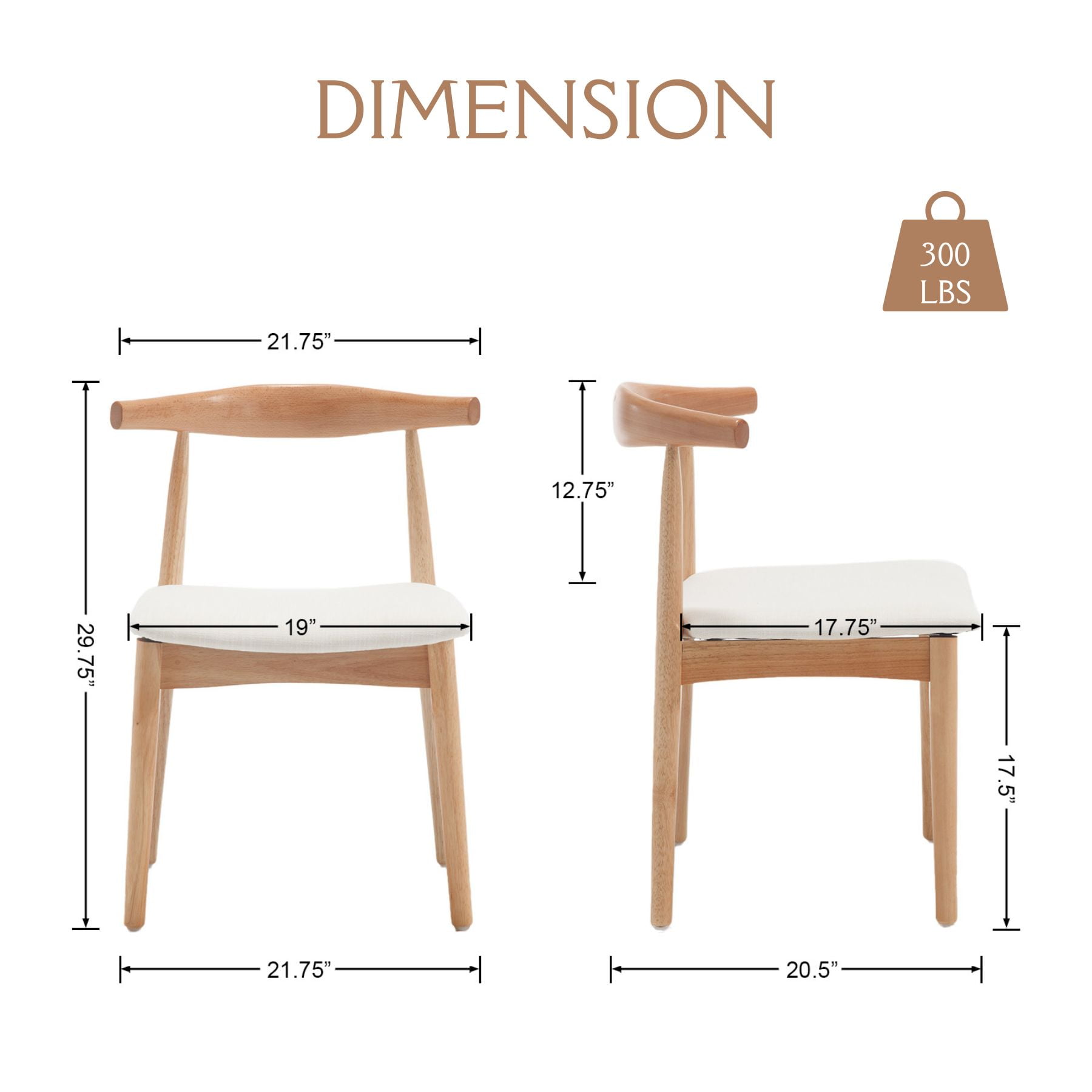 Dayalane Mid Century Modern Dining Chairs Set of 2,Linen Upholstered Farmhouse Chairs with Open Back,Side Dining Chairs with Natural Wood Legs for Dining Room, Kitchen, Restaurant,Beige