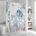 thumbnail image 5 of Coastal Octopus Shower Curtain Set - 72" x 78" Washable Bathtub Curtain with 12 Hooks, Summer Beach Nautical Ocean Coral Seahorse Waterproof Fabric Stall Shower Curtains for Bathroom/Bathtub Décor, 5 of 6