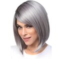thumbnail image 4 of Peluca teñida de moda Bobo Head, cabello corto femenino, estilo europeo y americano, cabello corto y liso, conjunto de peluca corta gris plateado con degradado negro, 4 of 4
