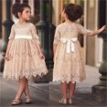 thumbnail image 1 of Txlixc Vestido de princesa con cinturón, vestido de sol de encaje hueco de 3 / 4 mangas Txlixc moda, 1 of 6