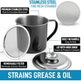 thumbnail image 3 of Zulay Kitchen Bacon Grease Container With Strainer - 1L Stainless Steel Cooking Oil Container With Lid & Handle - Large Ghee Container or Bacon Fat Container Perfect For Storing Fats & Frying Oils Black, 3 of 9