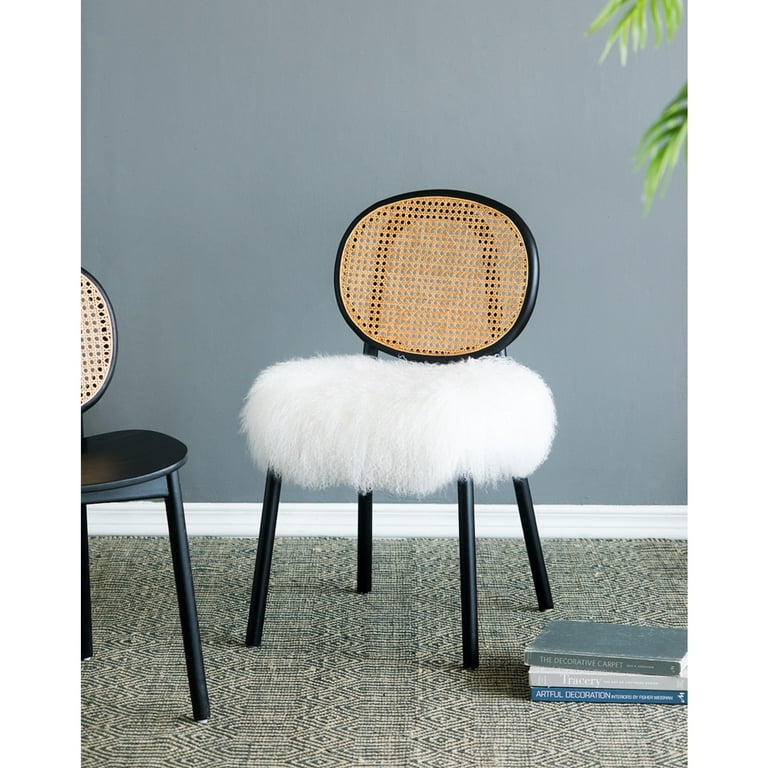 Rattan chair with sheepskin sale
