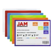 JAM Paper & Envelope Plastic Envelopes, 5 1/2 x 7 1/2, Assorted, Button String, 6/Pack