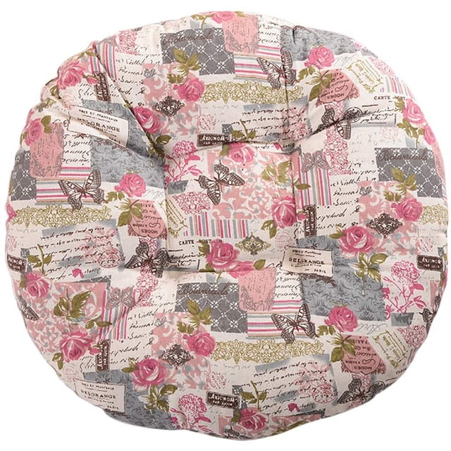 Cojín para silla redondo, cojín para asiento con estampado de flores, estampado animal, cojín para asiento, jardín, balcón, 40 cm, algodón y lino, rosa ER