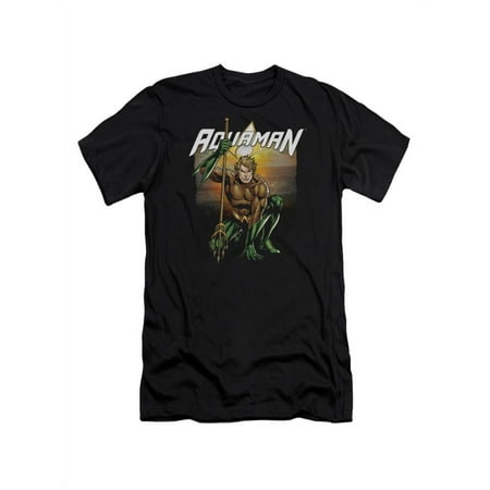 DC Comics Aquaman Crouch Pose Adult Slim Fit T-Shirt Tee
