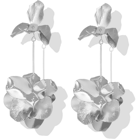 czcpp-Gold Flower Earrings Statement Earrings for Women Elegant Floral Jewelry for Women Gold Statement Earrings Unique Flower Design