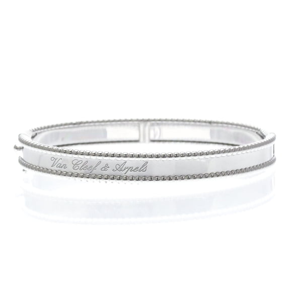 Pre-Owned Van Cleef & Arpels Perle Signature Bracelet White Gold (18K) No Stone Bangle Silver