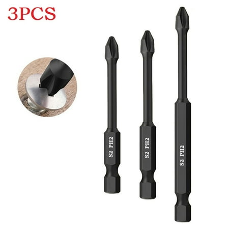 

3PCS PH2 Magnetic Batch Head Cross Electric Screwdriver Impact Drill Bit 65-90mm