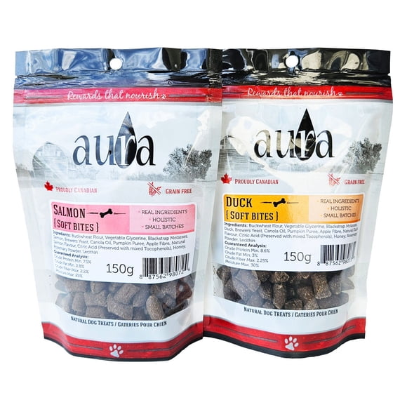 Aura Gâteries d'Entraînement Naturelles Soft Bites pour Chiens, Assortiment 5 x 150 g