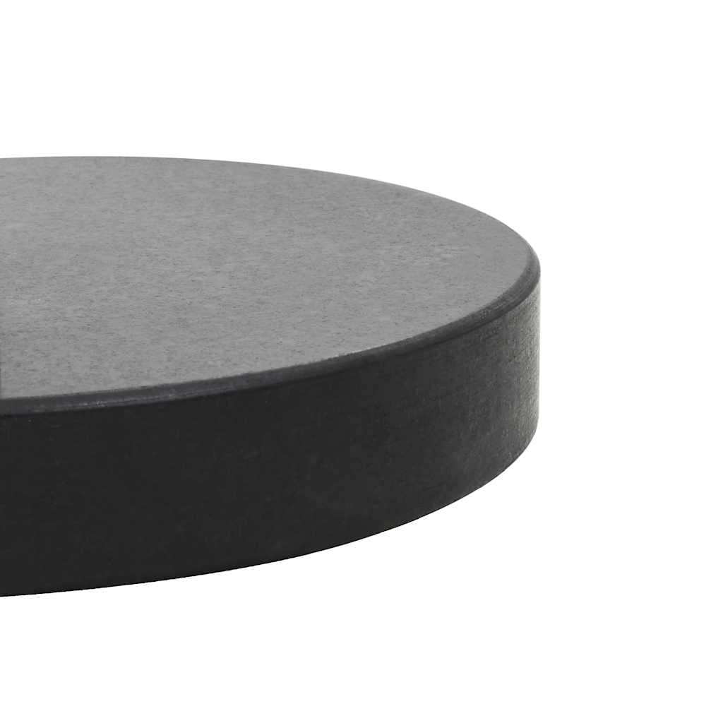 vidaXL 62.8lb Black Round Granite Weight Plate Patio Umbrella Base, with Handle and Wheel, Stainless Steel Pipe