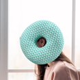 thumbnail image 6 of Ear Piercing Pillow Donut Pillow Invisible Zipper Comfortable  Pillow for Relaxation wearing Headphones Earrings Green, 6 of 9