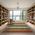 thumbnail image 2 of ODIKA 9'x12' Washable Area Rug Non-Shedding, Easy Care Guitar Music Record Crimson Design Electric Notes Fretboards in Horizontal Stripes for Master Suite, California King, Under Bed, 2 of 7
