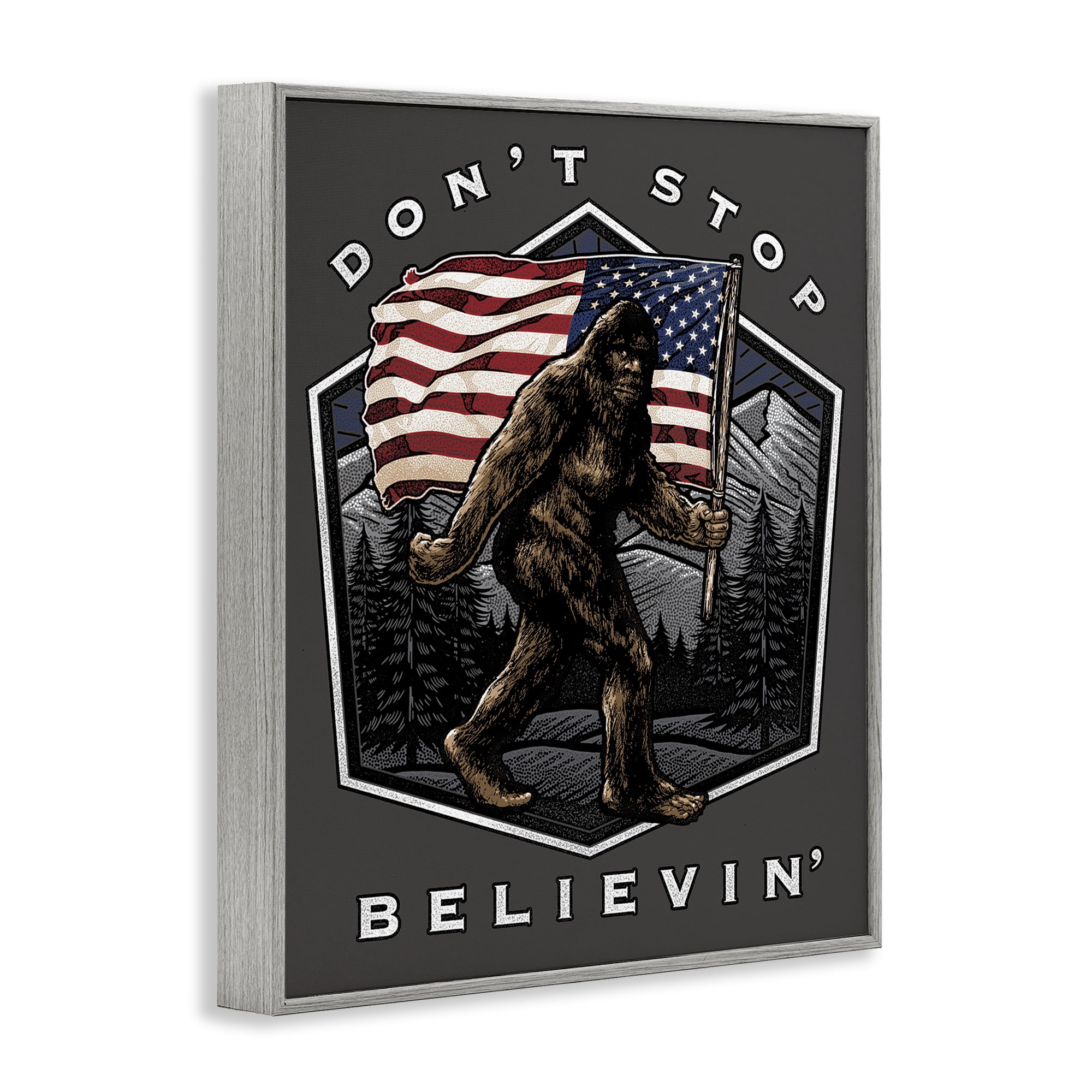 Stupell Industries Don't Stop Believing Novelty Painting Gray Framed Art Print Wall Art, 24 x 30