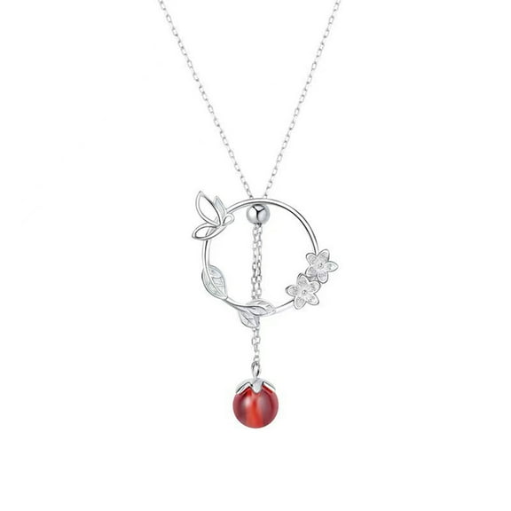 COOLHOOD Vintage Heaven Official Blessing Necklace Unique Butterfly Flower Red Bead Pendant Clavicle Chain Jewelry Women Men