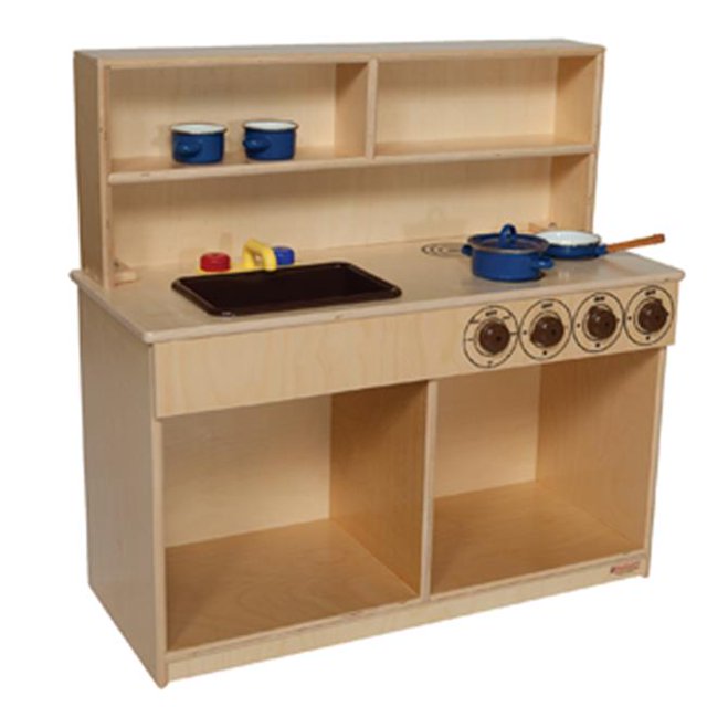 Wood Designs 40800BN Tot 3-N-1 Kitchen With Brown Tray And Knobs