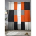 thumbnail image 2 of Abstract Color Block Sheer Curtains for Living Room Bedroom, Light-filtering Sheer Curtain, Orange Black Geometric Rod Pocket Voile Window Treatment Drapes, 52’’Wx108’’L, 2 Panels Set, 2 of 7