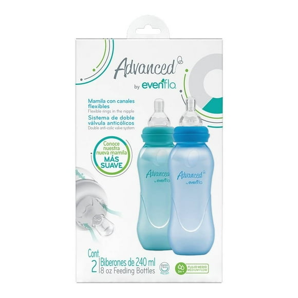 Biberón Advanced by Evenflo Light Niño Flujo Medio 8 oz 2 Piezas