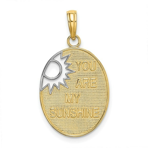 Diamond2Deal 14K Yellow Gold YOU ARE MY SUNSHINE Cut-Out Sun Pendant for Women